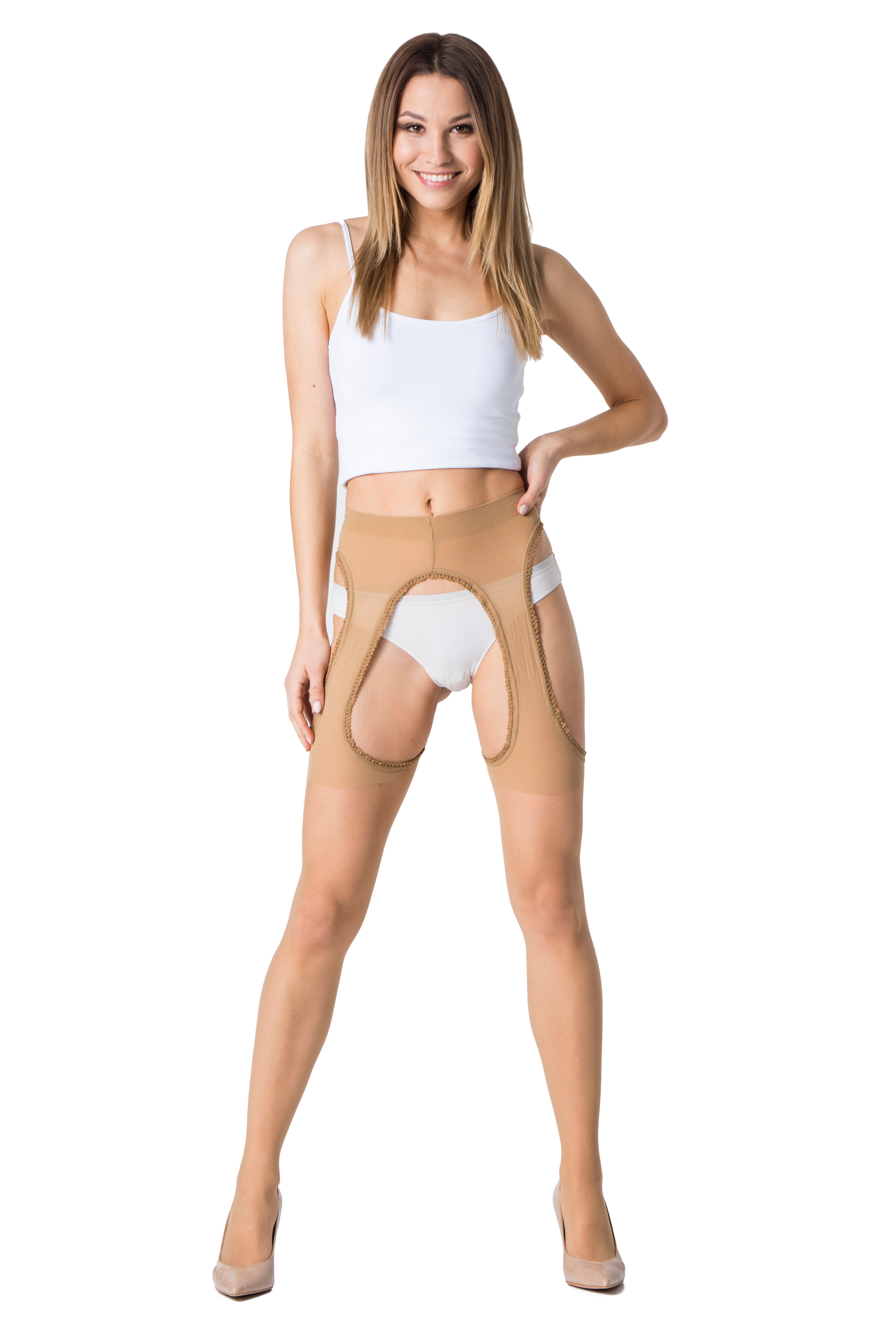 Mock suspender Stockings, Tights "Strip Panty", 20 denier