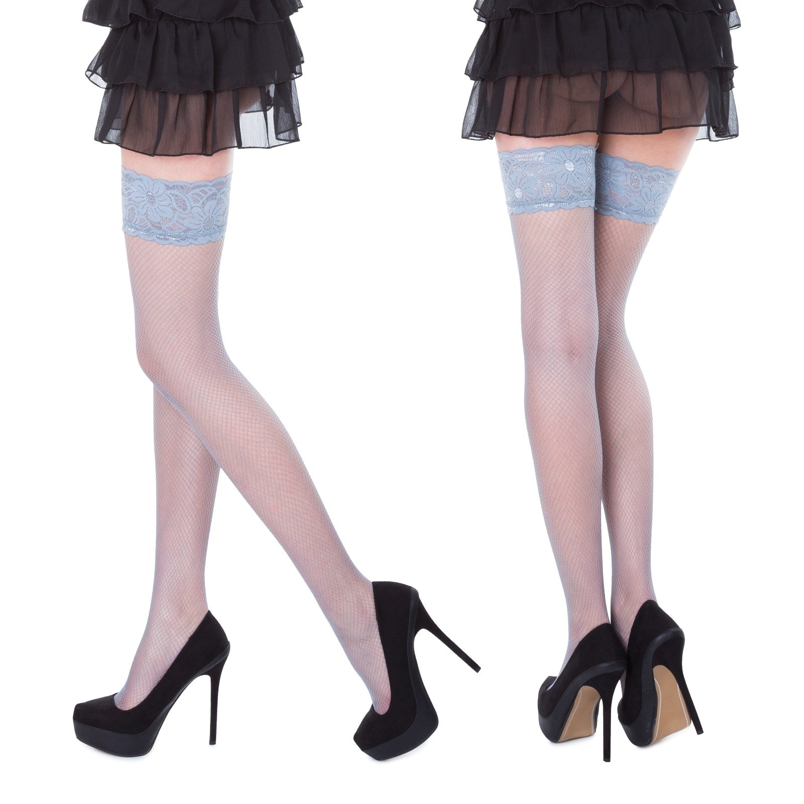 Fishnet Hold-ups with lace