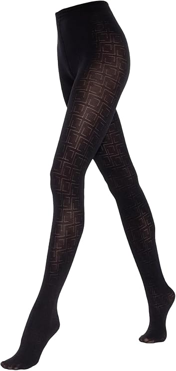 SENTELEGRI "Lora" 50 Denier Semi-Opaque Tights – Elegant Geometric Pattern 3D