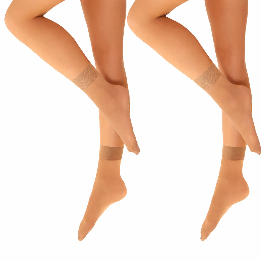 Elina Women’s Ankle Socks 15 Denier – 2 Pairs Sheer Nylon Pop Socks
