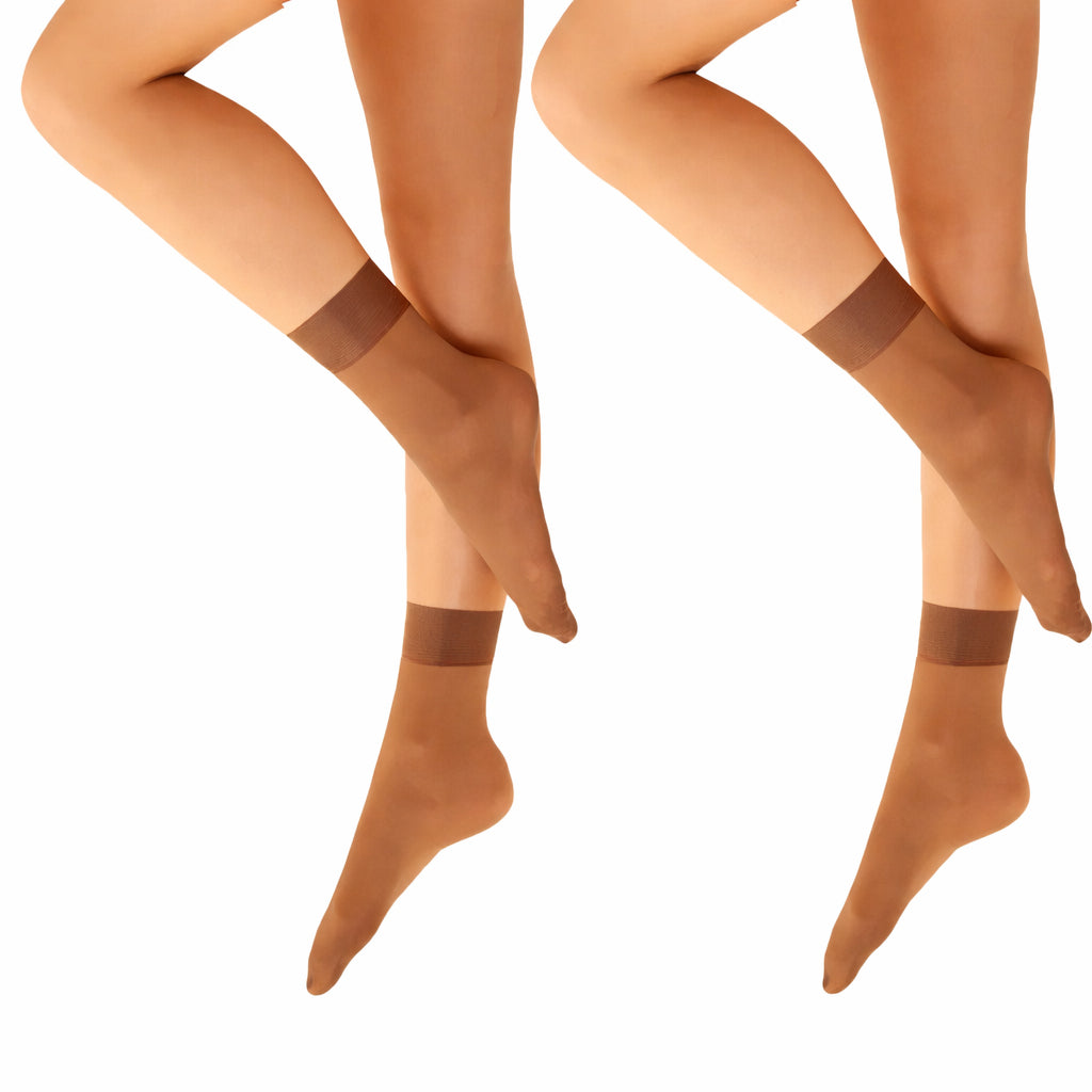 Elina Women’s Ankle Socks 15 Denier – 2 Pairs Sheer Nylon Pop Socks