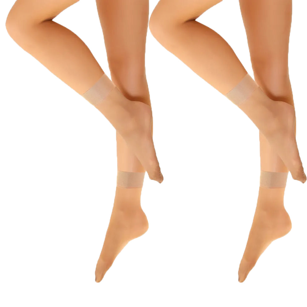 Elina Women’s Ankle Socks 15 Denier – 2 Pairs Sheer Nylon Pop Socks