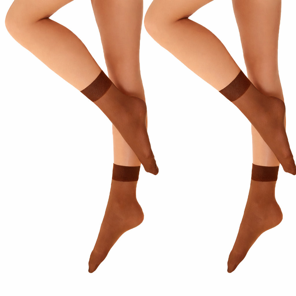 Elina Women’s Ankle Socks 15 Denier – 2 Pairs Sheer Nylon Pop Socks