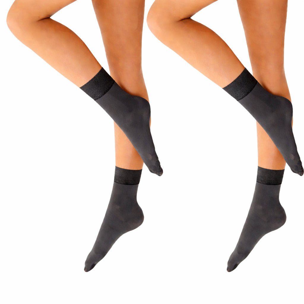 Elina Women’s Ankle Socks 15 Denier – 2 Pairs Sheer Nylon Pop Socks