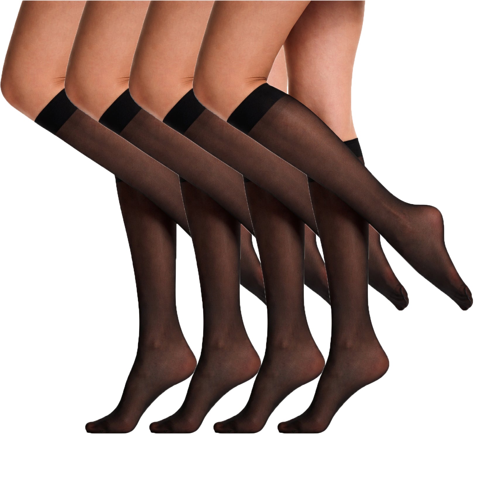SENTELEGRI Fortina Women’s Knee High Socks – Reinforced Toes - 4 Pairs