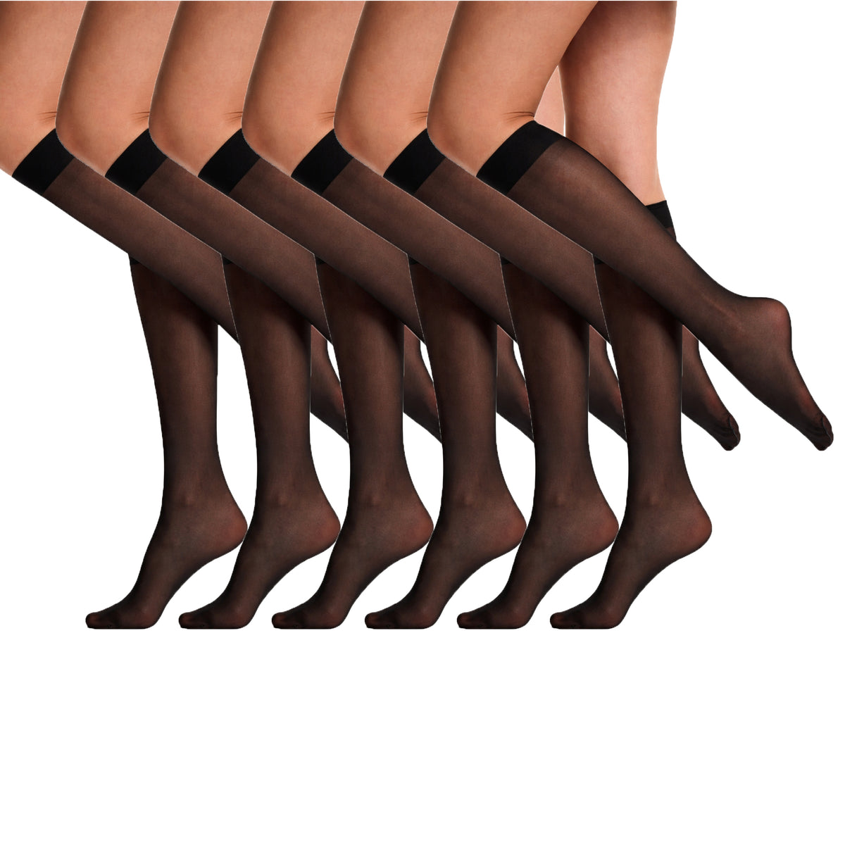 SENTELEGRI Fortina Women’s Knee High Socks – Reinforced Toes - 6 Pairs