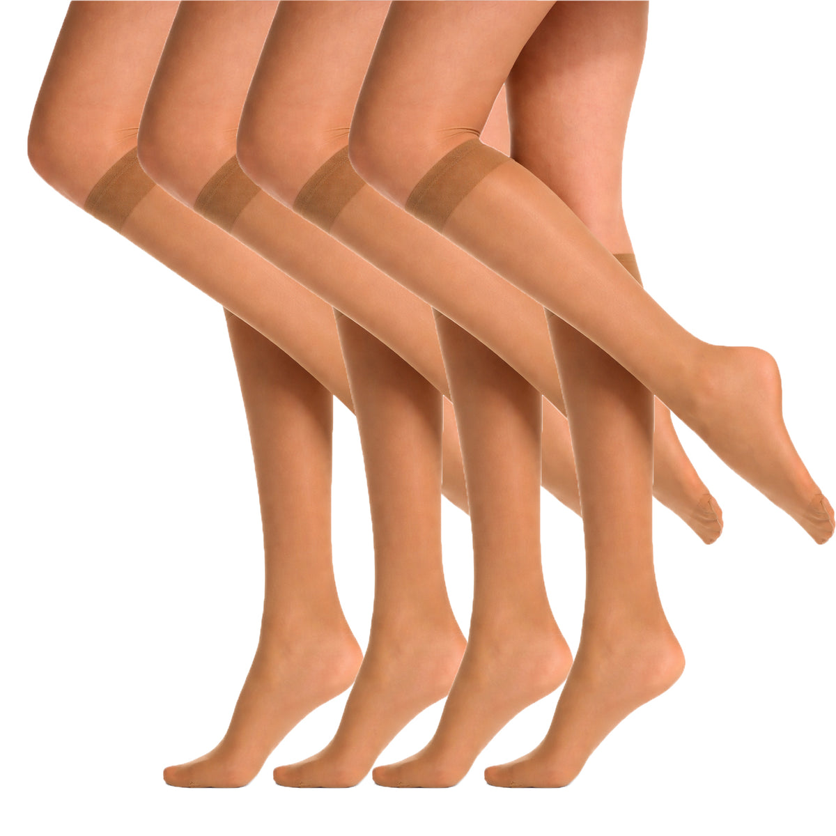 SENTELEGRI Fortina Women’s Knee High Socks – Reinforced Toes - 4 Pairs