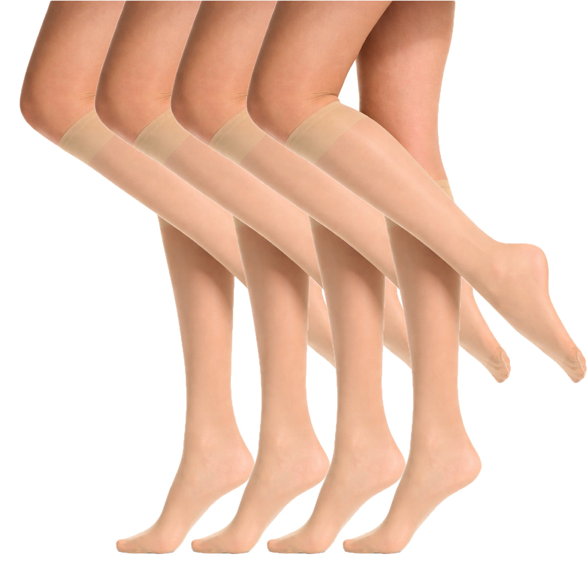 SENTELEGRI Fortina Women’s Knee High Socks – Reinforced Toes - 4 Pairs