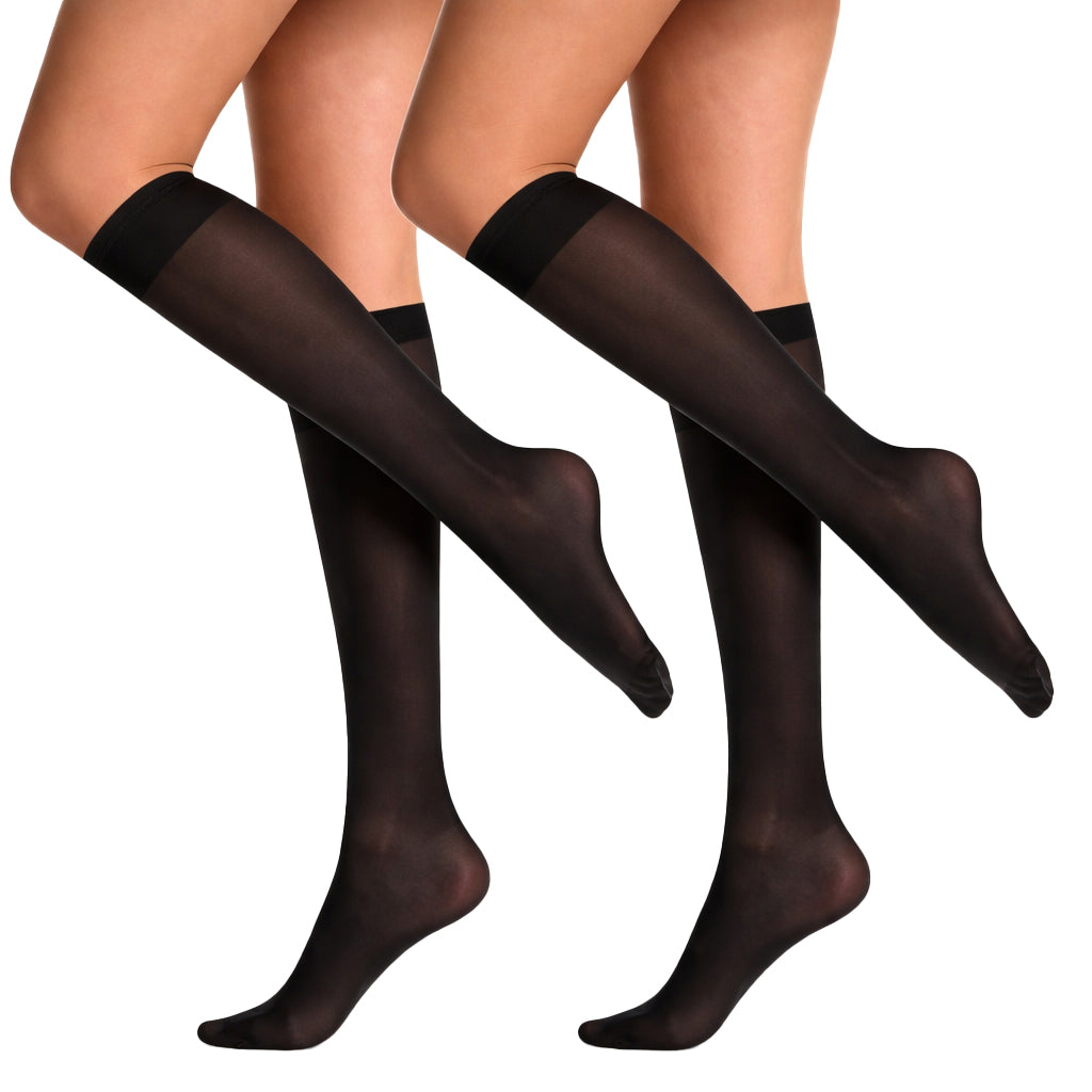 SENTELEGRI Fortina Women’s Knee High Socks – Reinforced Toes - 2 Pairs