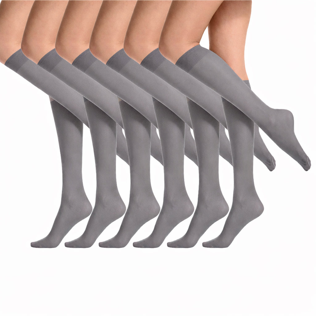 SENTELEGRI Fortina Women’s Knee High Socks – Reinforced Toes - 6 Pairs
